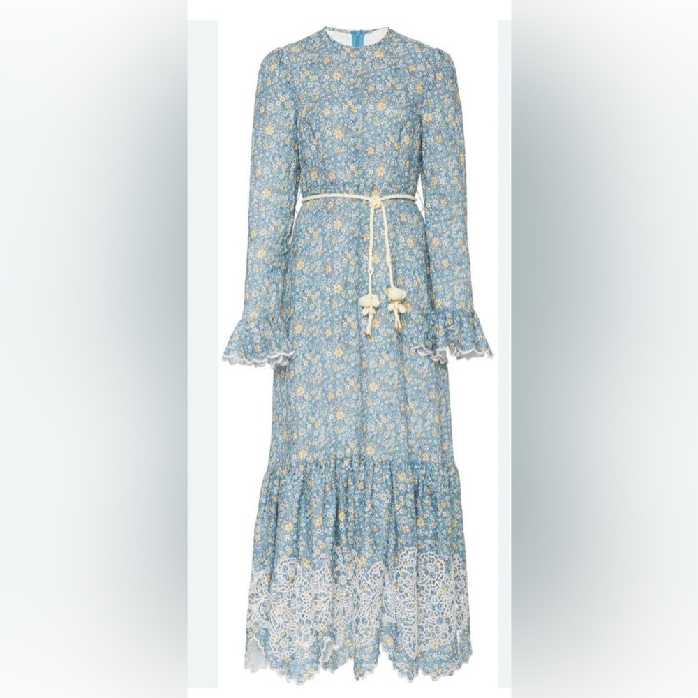 Zimmermann Black and White Ruffled Tiered Gown